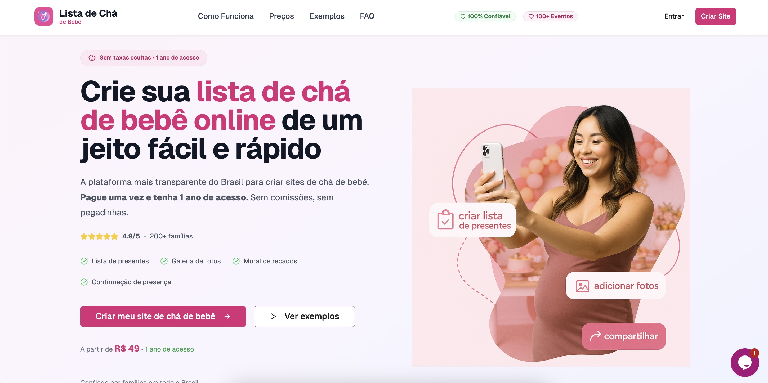 Celebração de chá de bebê